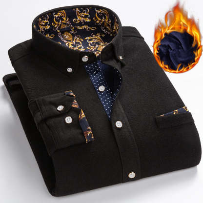 Men's High Quality Corduroy Warm Winter Shirt Thick Fleece