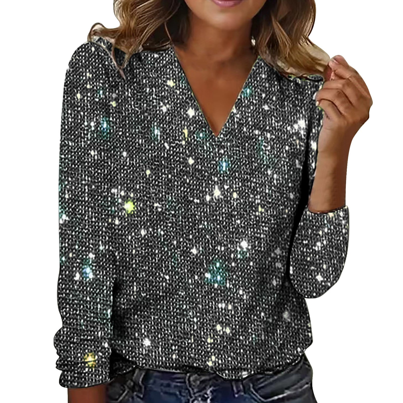 ⏰ Last day, save 50%! 💥New Women's Casual Solid Color Sequin Long-Sleeve T-Shirt