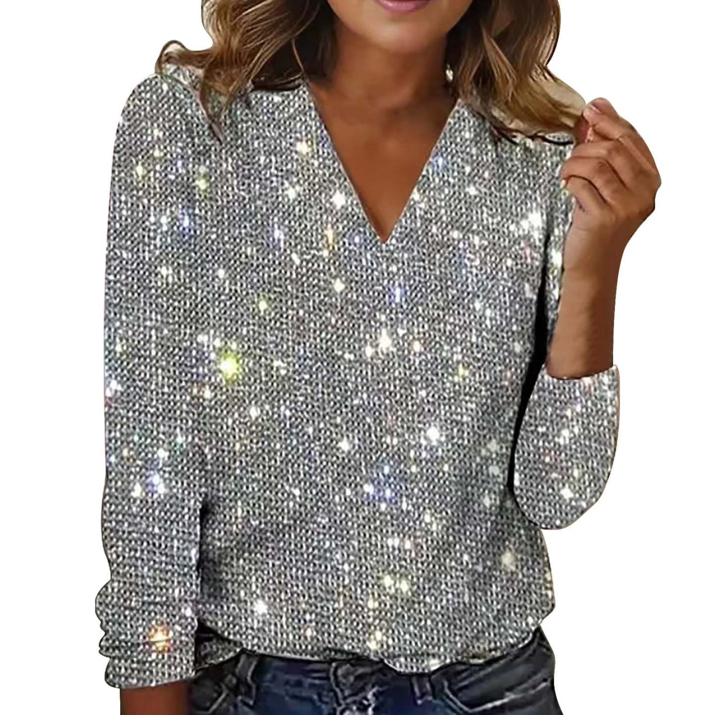 ⏰ Last day, save 50%! 💥New Women's Casual Solid Color Sequin Long-Sleeve T-Shirt