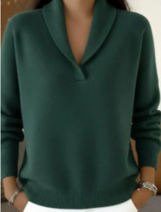 Clearance Sale🔥Elegant Shawl Collar Solid Color Pullover Sweater