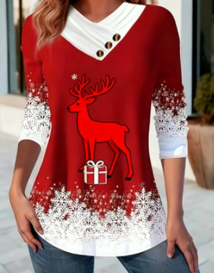 🎄 New Arrivals🔥2025 New Christmas Women's Scarf Collar Long-Sleeve T-Shirt/Sweatshirt