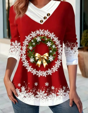 🎄 New Arrivals🔥2025 New Christmas Women's Scarf Collar Long-Sleeve T-Shirt/Sweatshirt