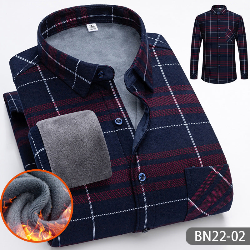 Autumn and winter men's casual thickened warm shirts