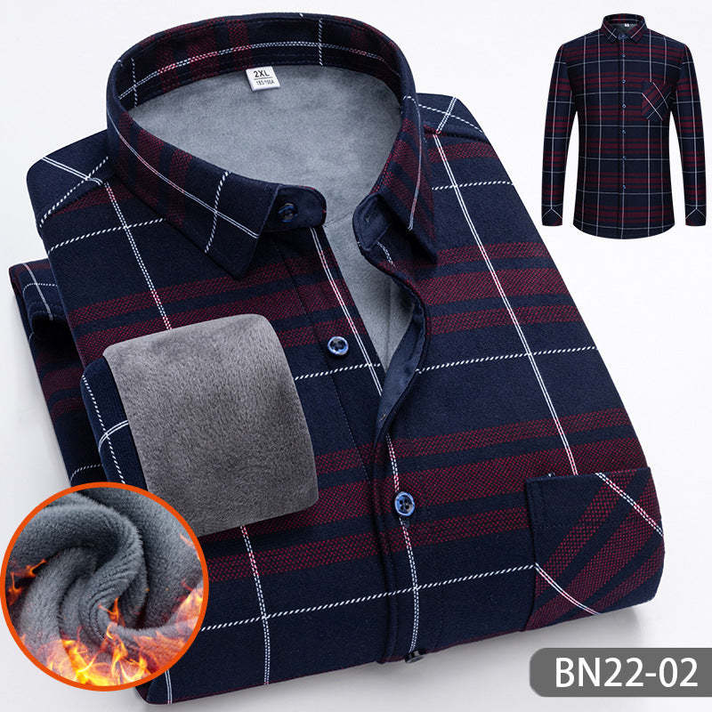 Autumn and winter men's casual thickened warm shirts