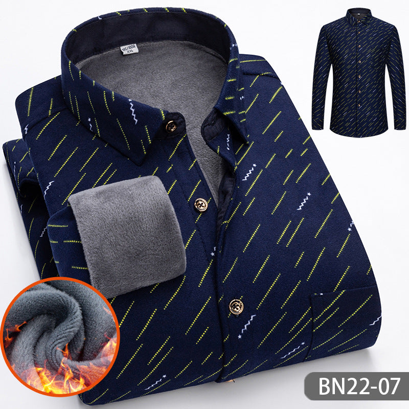 Autumn and winter men's casual thickened warm shirts