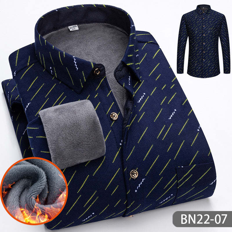 Autumn and winter men's casual thickened warm shirts