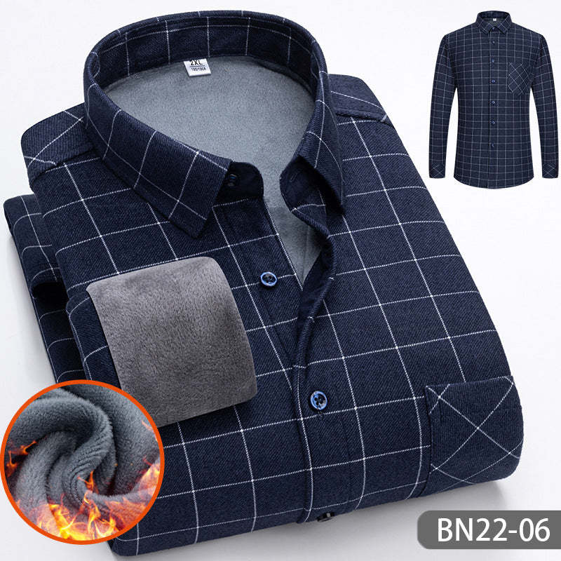 Autumn and winter men's casual thickened warm shirts