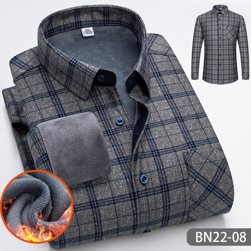 Autumn and winter men's casual thickened warm shirts