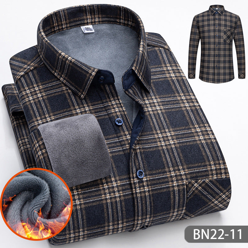 Autumn and winter men's casual thickened warm shirts