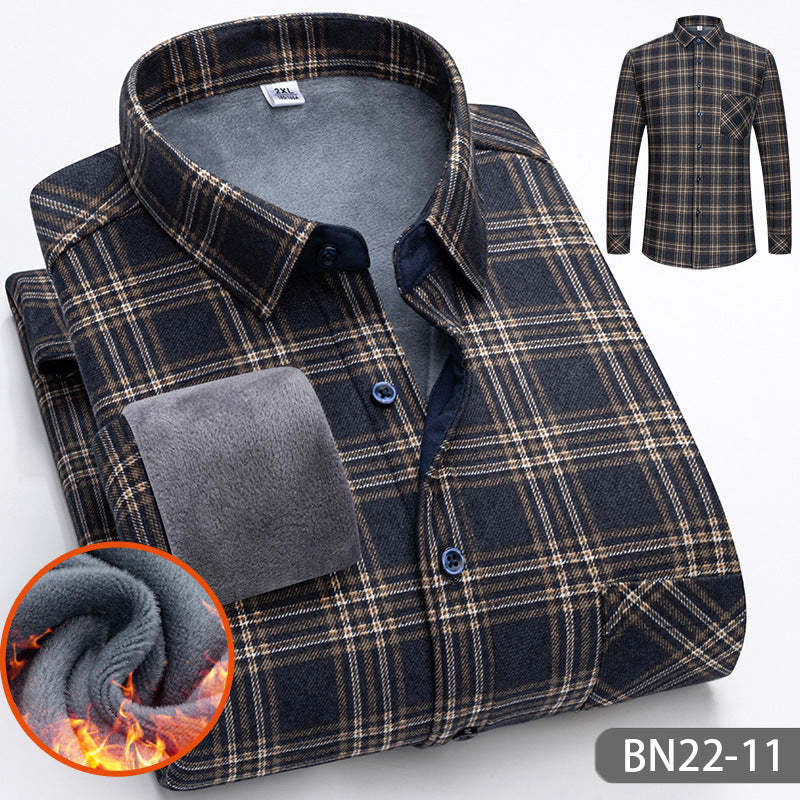 Autumn and winter men's casual thickened warm shirts