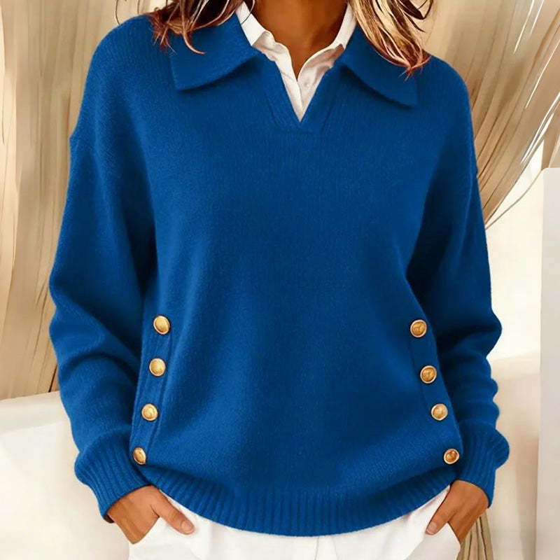 🎁 Clearance Sale🔥Women's Fashion Solid Color V-Neck Pullover