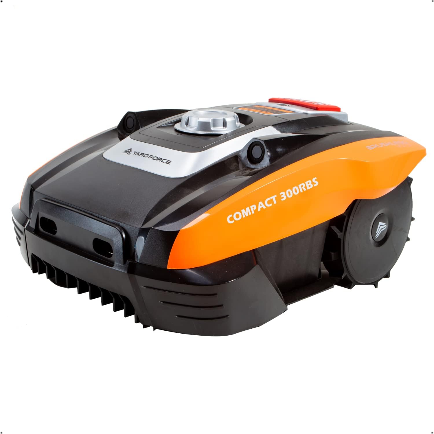 Yard Force Compact 300RBS Tosaerba Robotizzato Fino a 300 mq, Semovente con Sensore a Ultrasuoni iRadar, Controllo Bluetooth e App, Motore Brushless, Batteria Ricaricabile 20V, 2.0 Ah-Comfyia