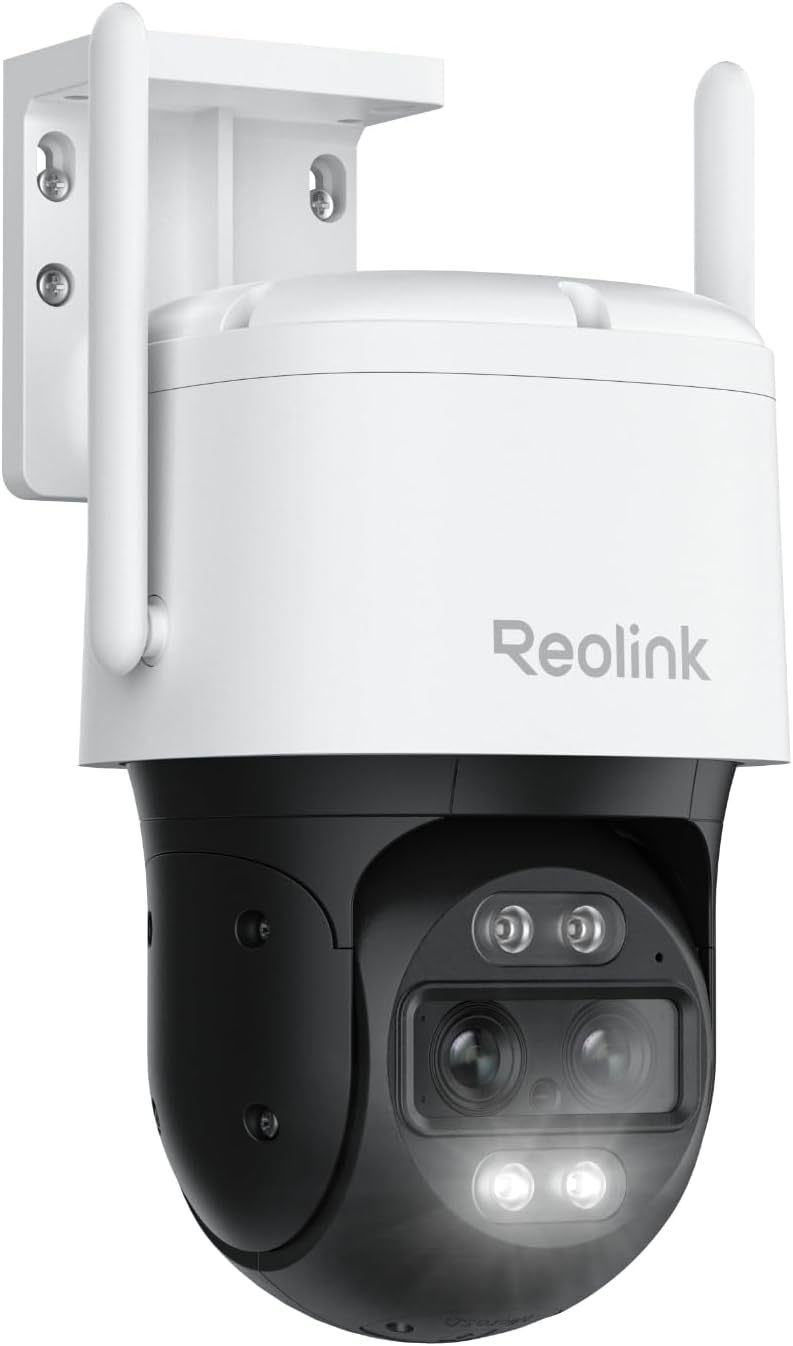 Reolink 4K PTZ Telecamera Wi-Fi Esterno a Doppio Obiettivo, 355 gradiPan 90 gradiTilt, Zoom Ibrido 6X, Rilevamento Persona Veicolo Animale, Auto-tracking, Audio 2 Vie, Visione Notturna a Colori, TrackMix WiFi-Comfyia