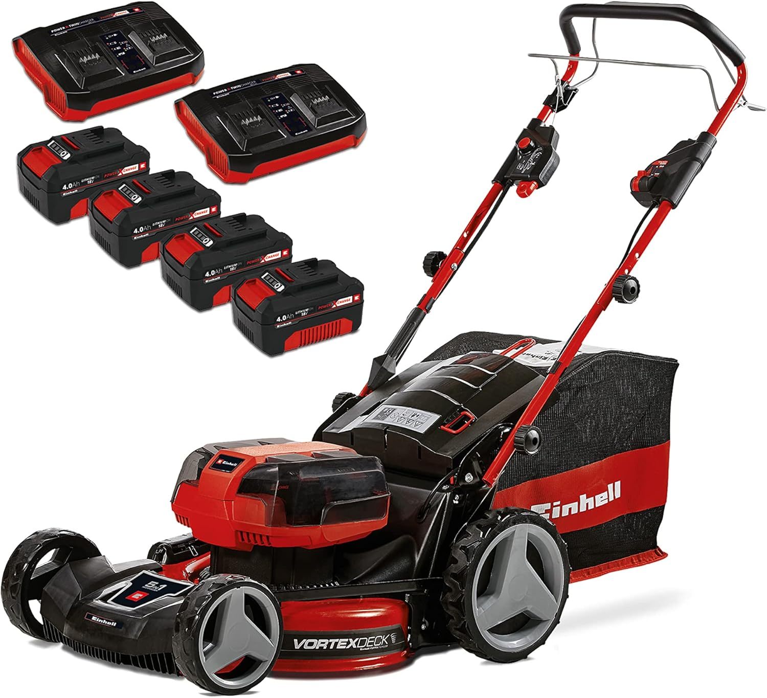 Einhell Professional Tosaerba a batteria GP-CM 36 47 S HW Li Kit Power X-Change 36 V, 47 cm larghezza di taglio, 700 m2, trazione semovente, Brushless, funzione mulching incl. 4x 4,0 Ah batteries, 2x-Comfyia
