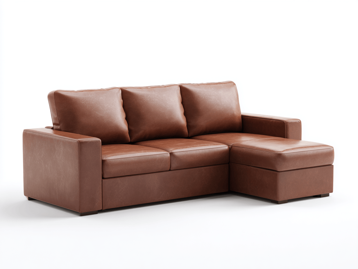 Divano angolare in pelle 230×160×85 cm – marrone – stile moderno con chaise longue e base bassa