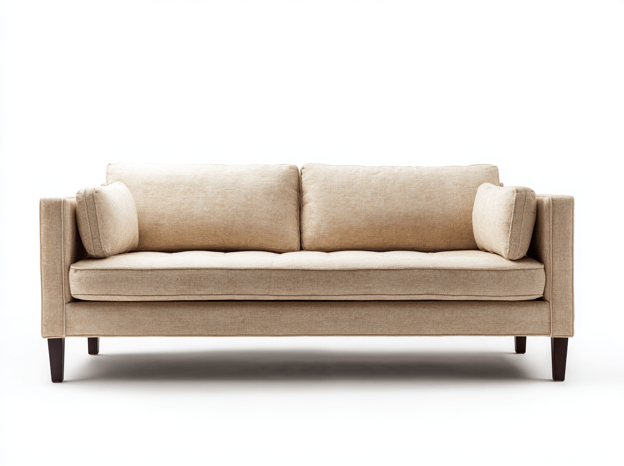 Divano lineare 2 posti tessuto 160×88×85 cm – beige – design elegante con cuscini inclusi