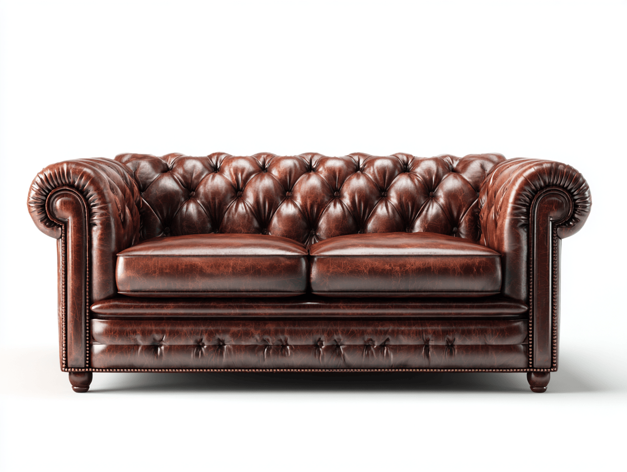 Divano lineare 2 posti in pelle 168×91×78 cm – marrone scuro – stile Chesterfield