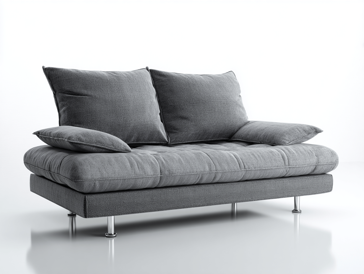 Divano lineare 2 posti tessuto 160×90×85 cm – grigio scuro – convertibile con cuscini inclusi