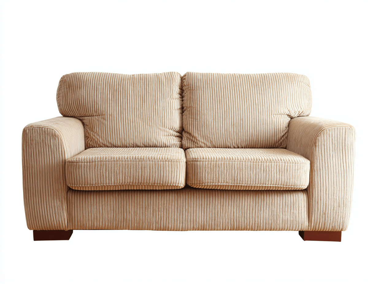 Divano lineare 2 posti tessuto beige a coste 160×88×85 cm - stile moderno compatto