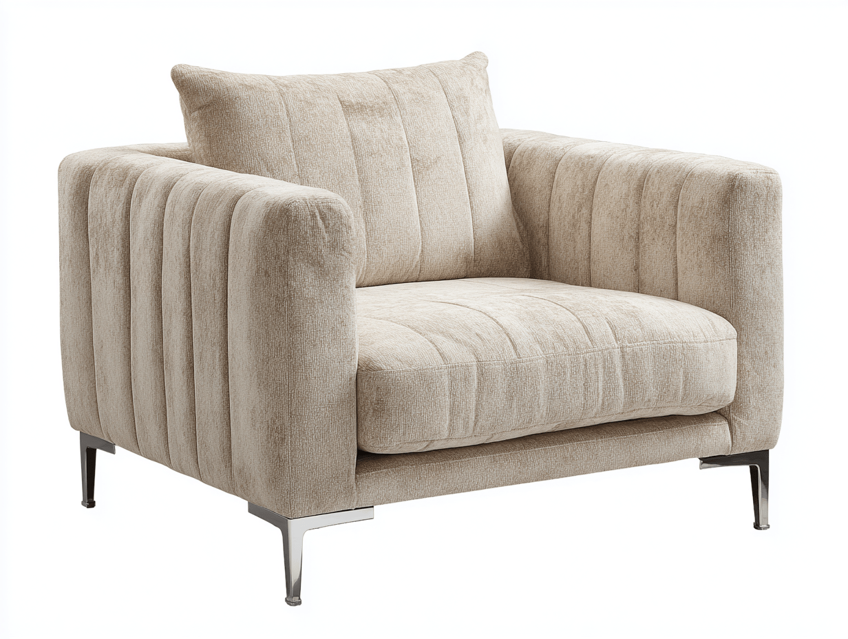 Poltrona con struttura metallica 85×85×85 cm – beige – con cuscino e gambe metalliche