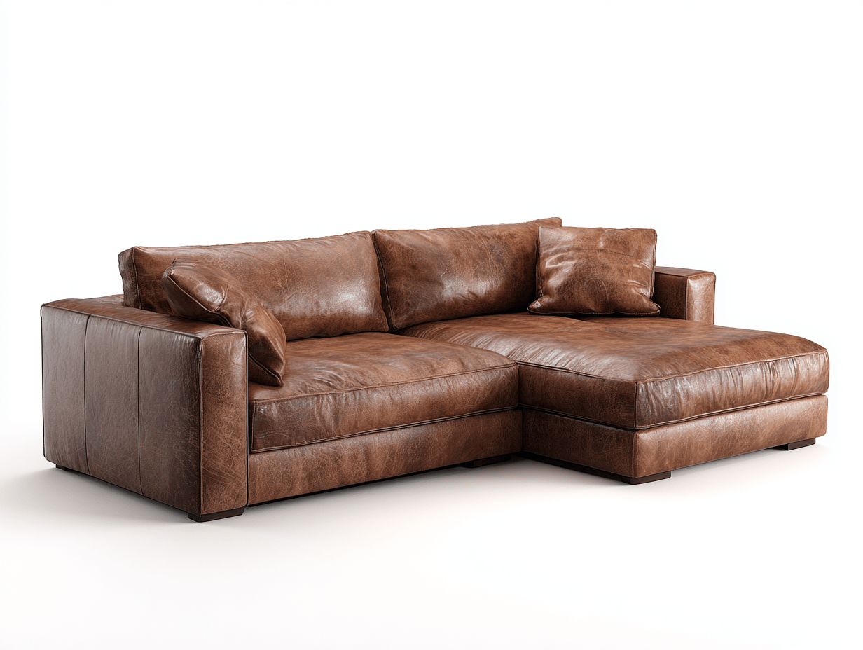 Divano angolare in pelle 230×160×85 cm – marrone – stile vintage con chaise longue e cuscini imbottiti-Comfyia