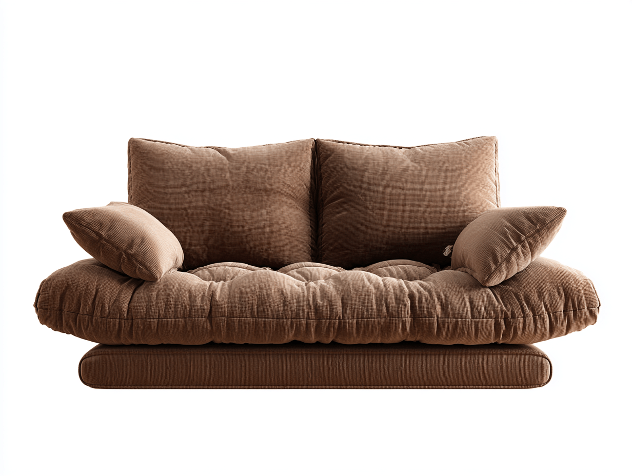 Divano lineare 2 posti in tessuto 155×95×90 cm – marrone – con cuscini inclusi