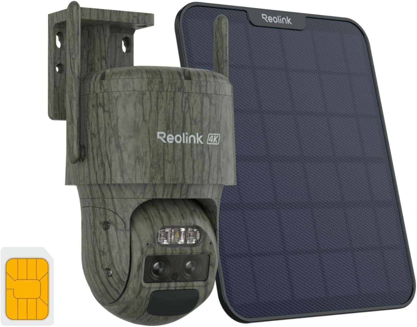 Reolink 4K Telecamera 4G con Doppio Obiettivo, SIM Inclusa, Fototrappola con SIM e Pannello Solare, Zoom 6X, IR Invisibile, Telecamera da Esterno con Tracciamento, TrackMix LTE-Comfyia