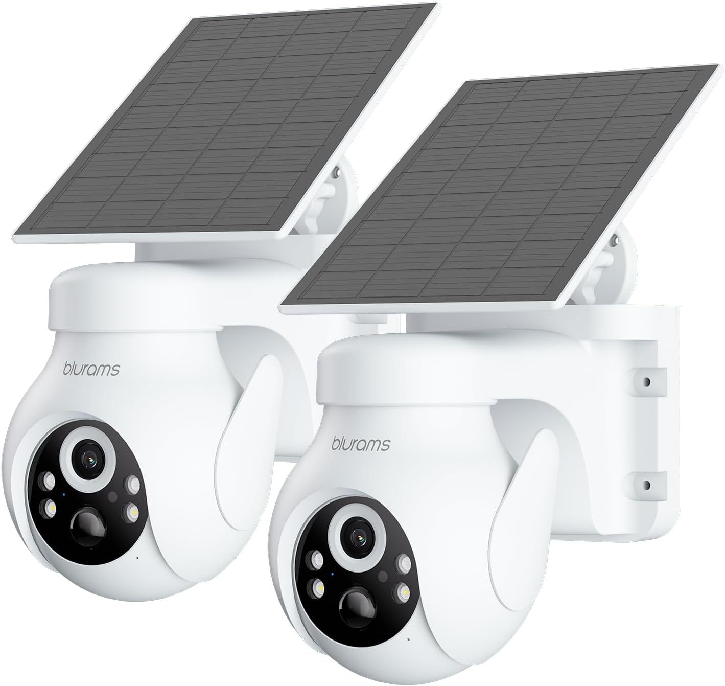 blurams 2K Telecamera Wi-Fi Esterno con Pannello Solare, 2PZ Telecamere a Batteria, 360 gradiPTZ Telecamera da Esterno Senza Fili, Rilevazione di Movimento PIR, Visione Notturna a Colori, IP65, solo 2,4GHz-Comfyia
