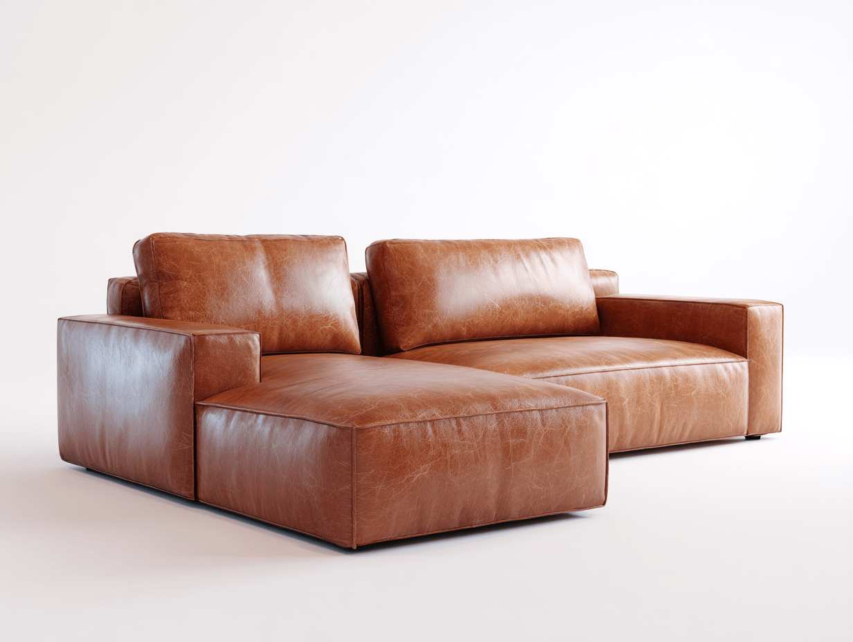 Divano angolare in pelle 240×165×85 cm – marrone – stile minimal moderno con chaise longue e braccioli larghi-Comfyia