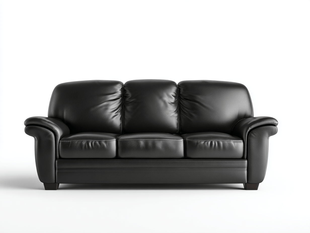 Divano lineare 3 posti in pelle 200×94 cm – nero – stile classico moderno imbottito