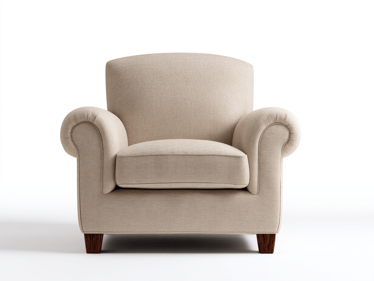 Poltrona in tessuto – 91×87×100 cm – beige chiaro – design classico con braccioli arrotondati