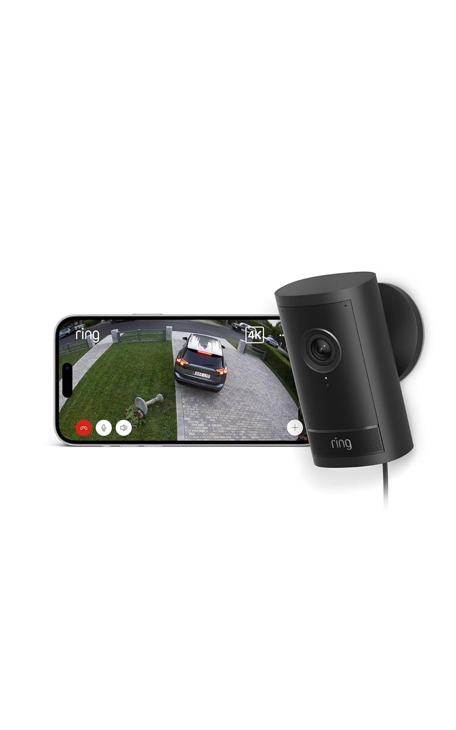 Ring Videocamera esterna Pro Plug-In Outdoor Camera Pro, ultimo modello - Videocamera di sicurezza - Retinal 4K, zoom 10x - Prova gratuita di 30 giorni piano dabbonamento Ring-Comfyia