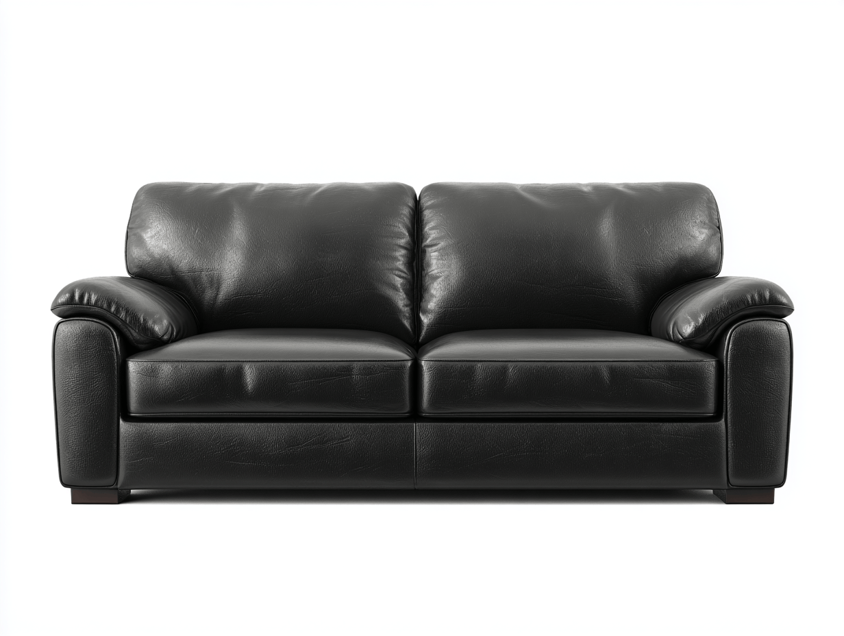 Divano lineare 2 posti in pelle 170×92 cm – nero – stile moderno imbottito