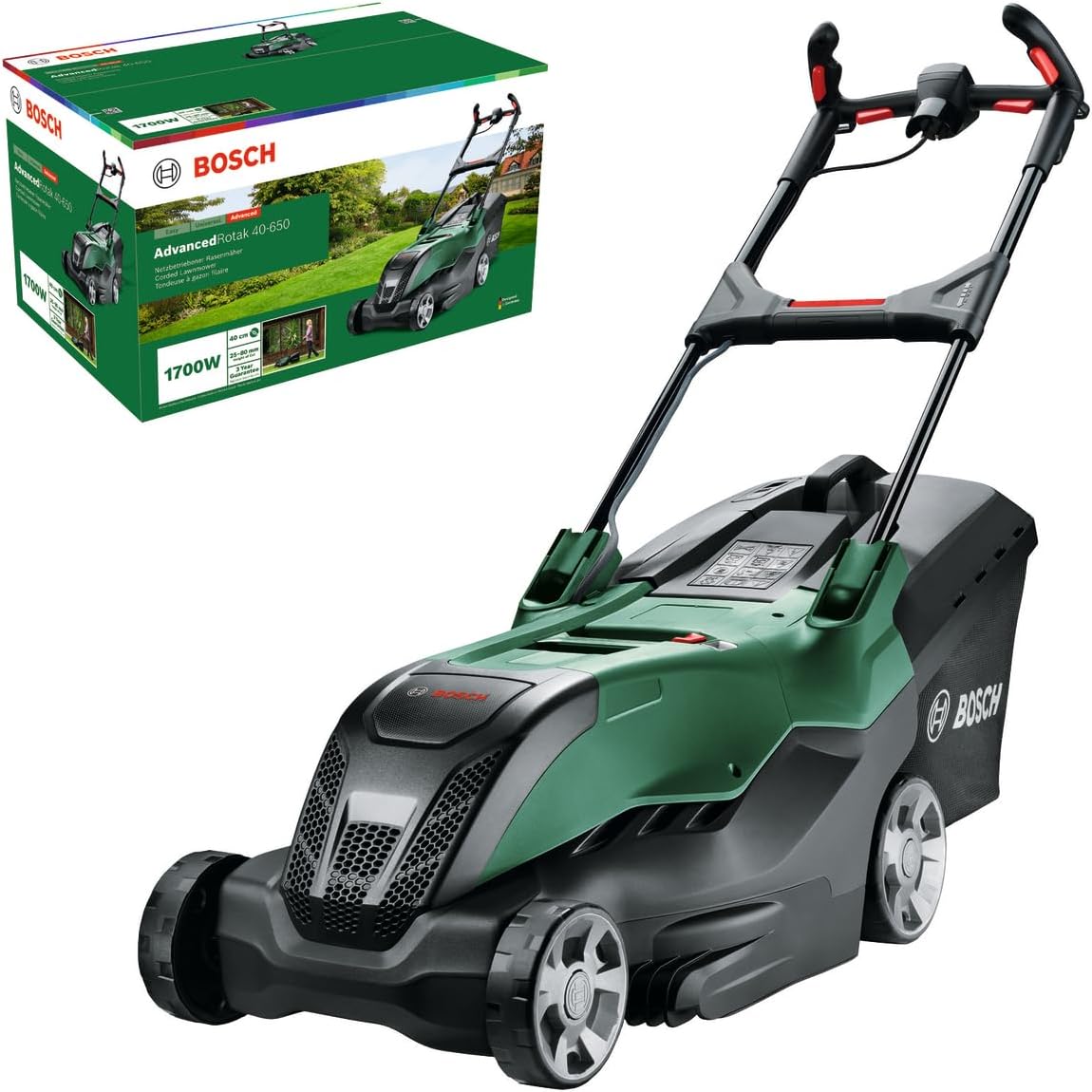 Bosch Potente Rasaerba a Filo AdvancedRotak 40-650, per il Taglio del PratoC, Potenza Motore 1700 W, Larghezza di Taglio 40 cm-Comfyia