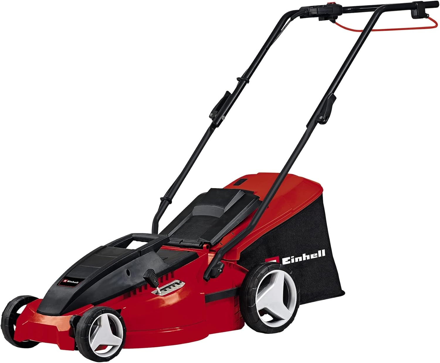 Einhell Tagliaerba elettrico GC-EM 1500 36 motore di potenza di carbonio 1500 W, larghezza di taglio 36 cm, scatola collettore 38 l, per superfici di prato 600 m2, altezza di taglio 25-65 mm-Comfyia