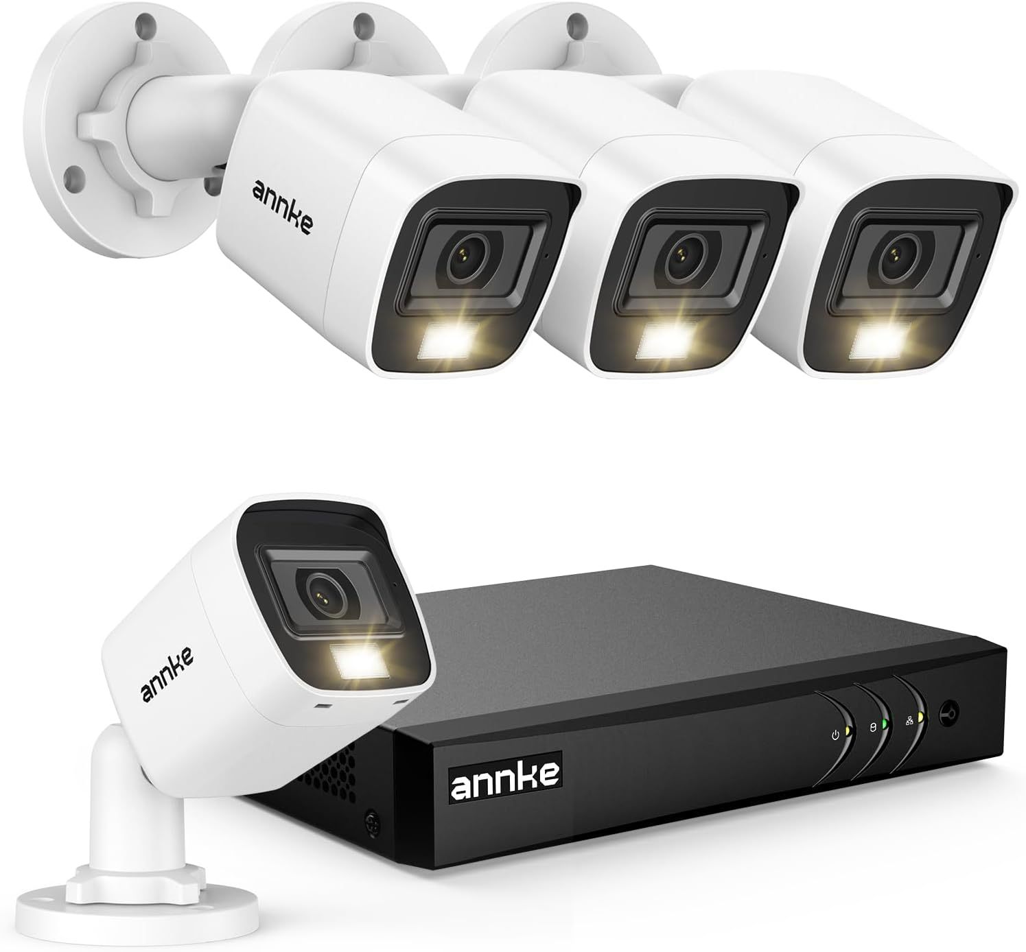 ANNKE 3K Lite 8CH DVR Sistema di Sicurezza CCTV con Riconoscimento Persone Veicoli, 4x 1080P Telecamere Bullet Esterne con Doppia Luce Intelligente, Visione Notturna a Colori, IP67, senza HDD-Comfyia
