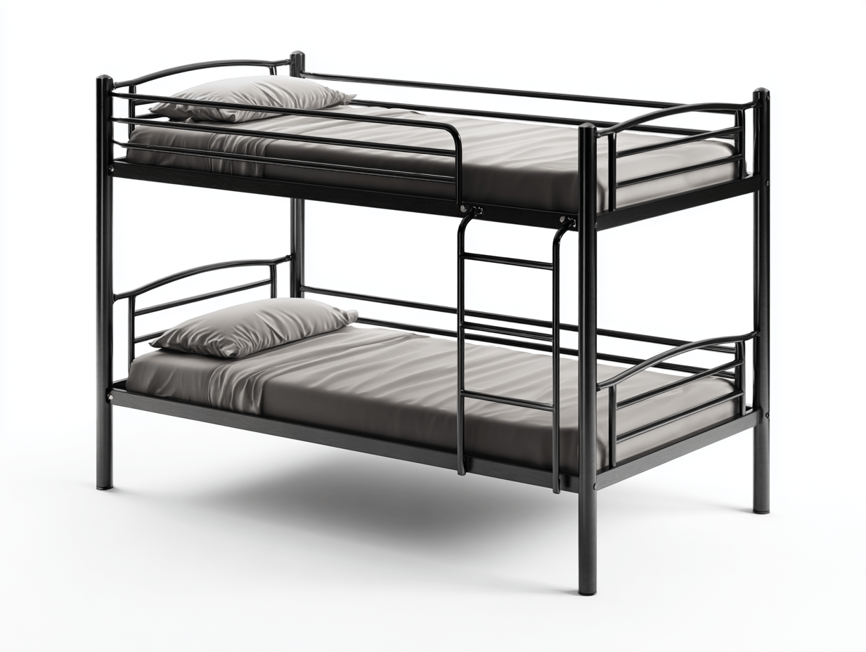 Letto a castello – metallo nero – 90×200 cm – design moderno con materassi