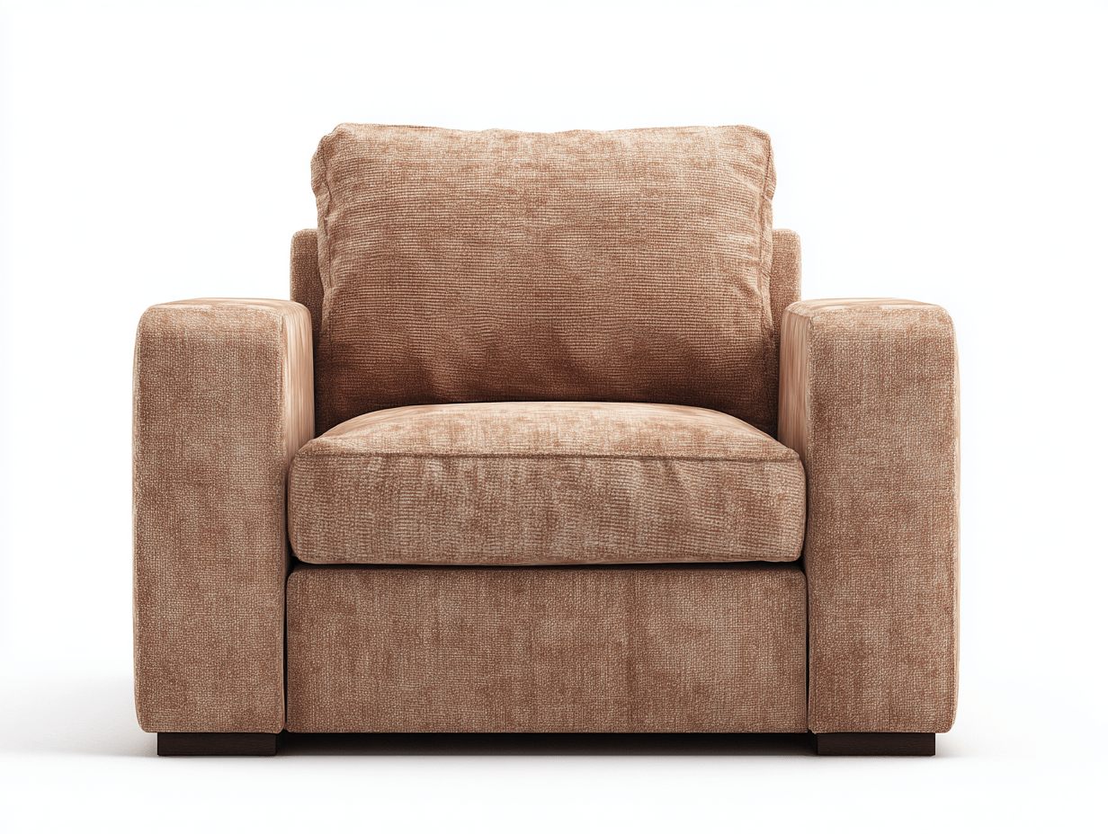 Poltrona in tessuto – 99×95×106 cm – marrone chiaro – design moderno con cuscino spesso e braccioli larghi-Comfyia