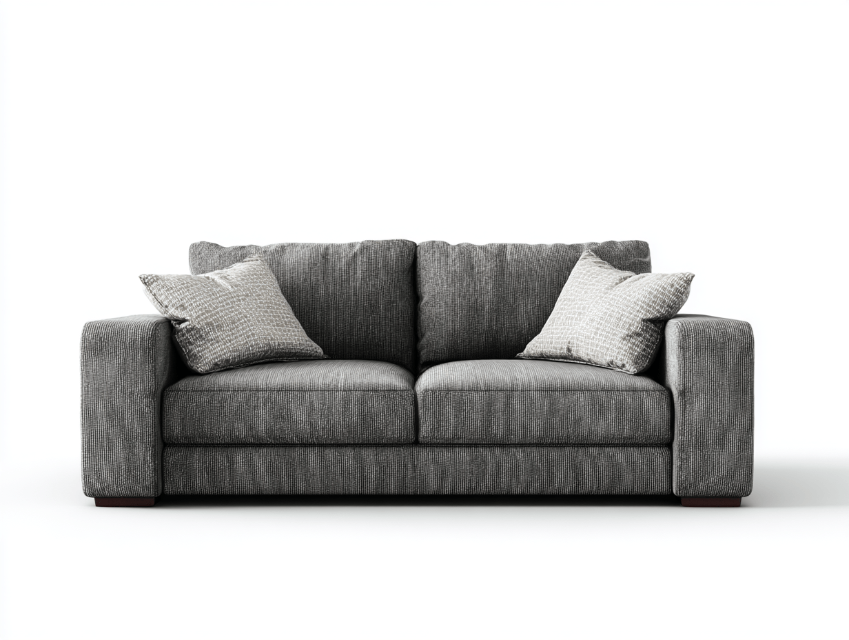 Divano lineare 2 posti tessuto grigio 160×90×86 cm - stile moderno con cuscini decorativi