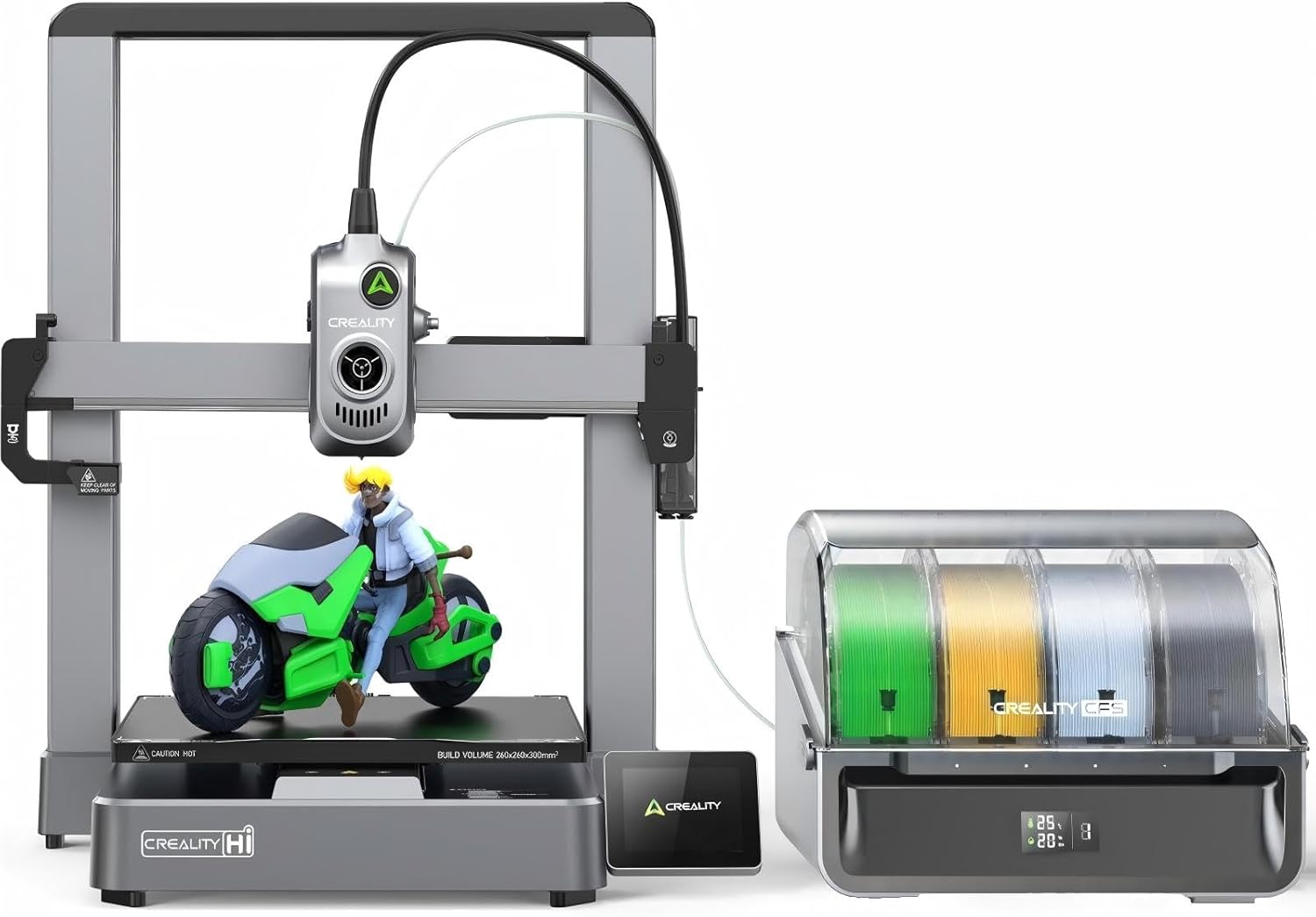 Creality Hi Combo A Stampante 3D Multicolore 16 Colori con CFS, 500mm s Alta Velocita, Autolivellamento, Lettura Filamento e Anti-Blocco, 95 percento Preassemblato, Struttura Metallica 260x260x300 mm-Comfyia