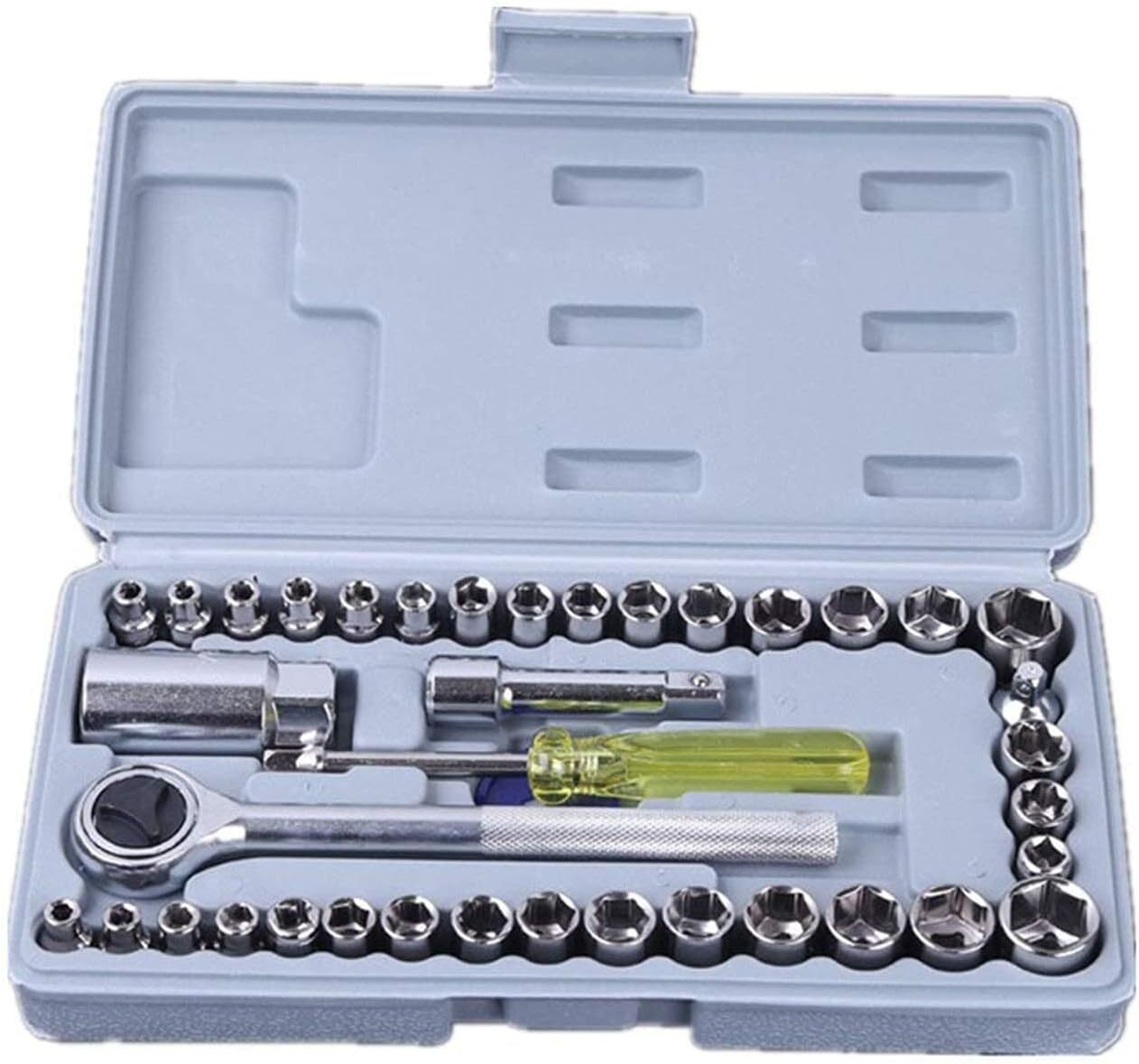 Strumento di Riparazione Domestica, Kit di Riparazione Auto per Uso Domestico 40 Pezzi Strumento Manica Strumenti manuali Multifunzione per Chiavi a Bussola-Comfyia