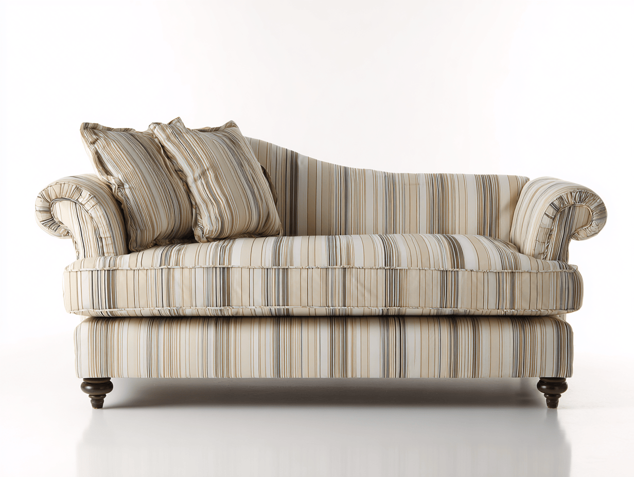 Divano lineare chaise longue in tessuto a righe beige – 210×95×92 cm – con cuscini – stile classico raffinato-Comfyia