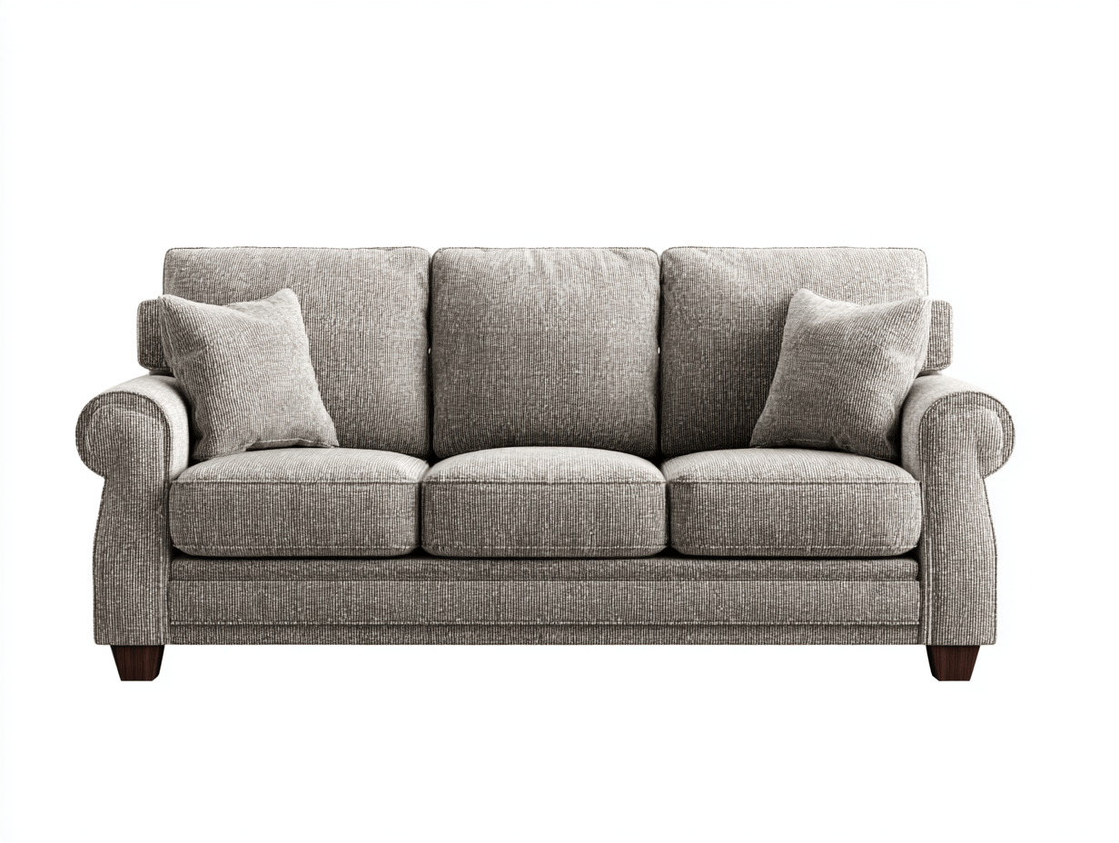 Divano lineare 3 posti tessuto grigio 210×92×88 cm - stile classico con cuscini decorativi