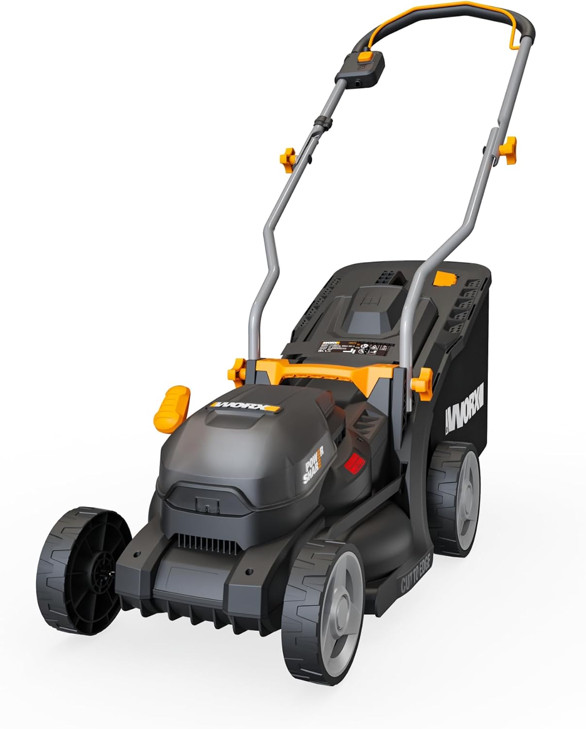 WORX WG733E Tosaerba a batteria 20 V, potente motore brushless, larghezza di taglio 33 cm, 6 livelli di altezza di taglio 25-75 mm , tecnologia Intellicut, sacco di raccolta erba da 35 l-Comfyia