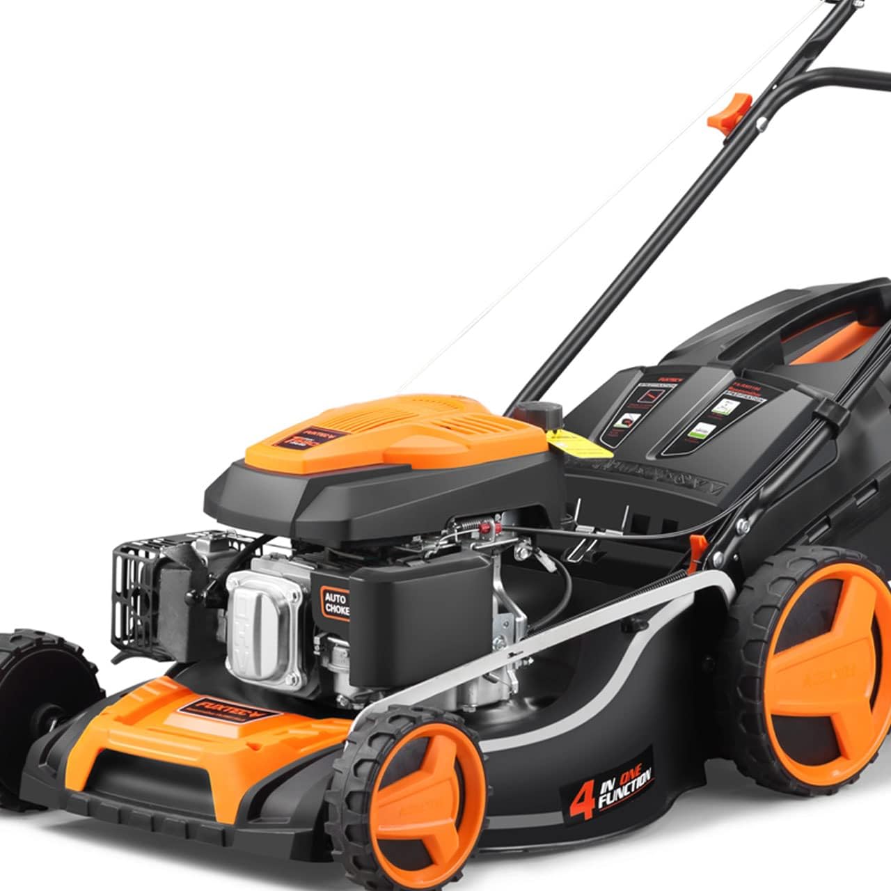 Tagliaerba a scoppio semovente FUXTEC RM5196 larghezza di taglio 51 cm, tosaerba a benzina con trazione motore a scoppio 196cc Easy Clean 4in1 6CV 4,4KW mulching sacco raccoglierba 50L-Comfyia