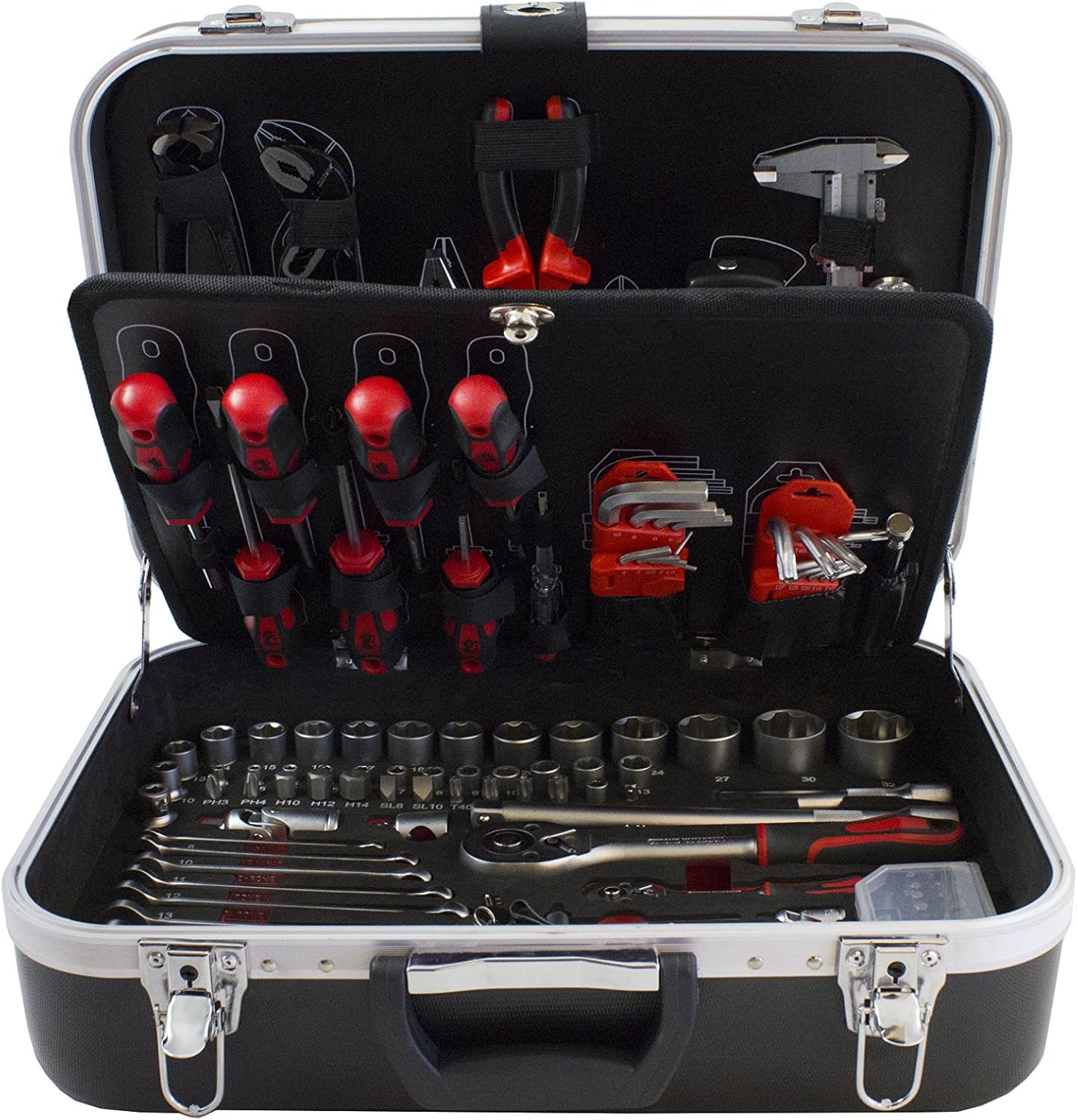 LTI By Krino 64230303 - Set Multiutensili con Bussole e Accessori e Utensili Manuali in Valigetta Professionale, Antiurto - 153 Pezzi-Comfyia