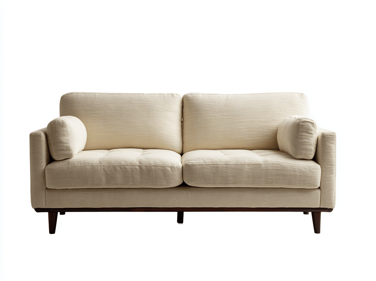 Divano lineare 2 posti tessuto beige 168×89×86 cm - stile moderno con cuscini laterali imbottiti