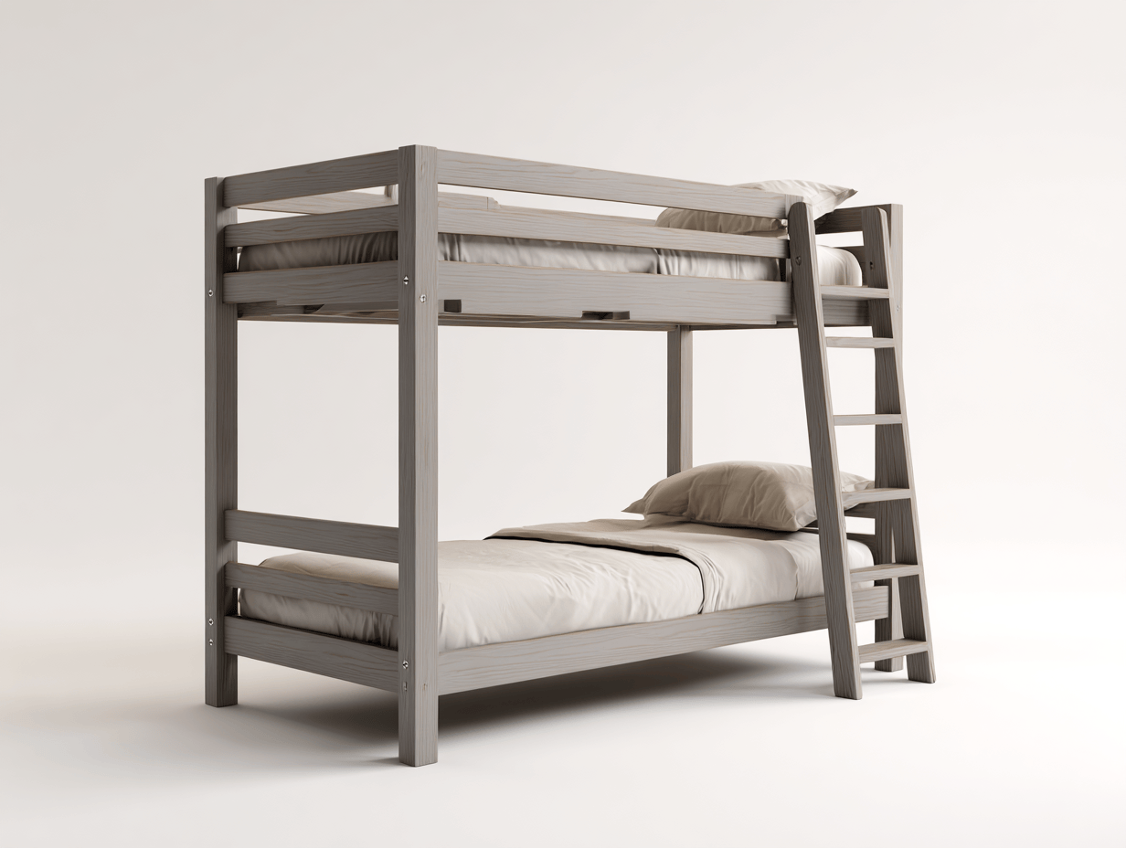 Letto a castello – legno grigio 202×102×165 cm – design moderno con scala inclinata