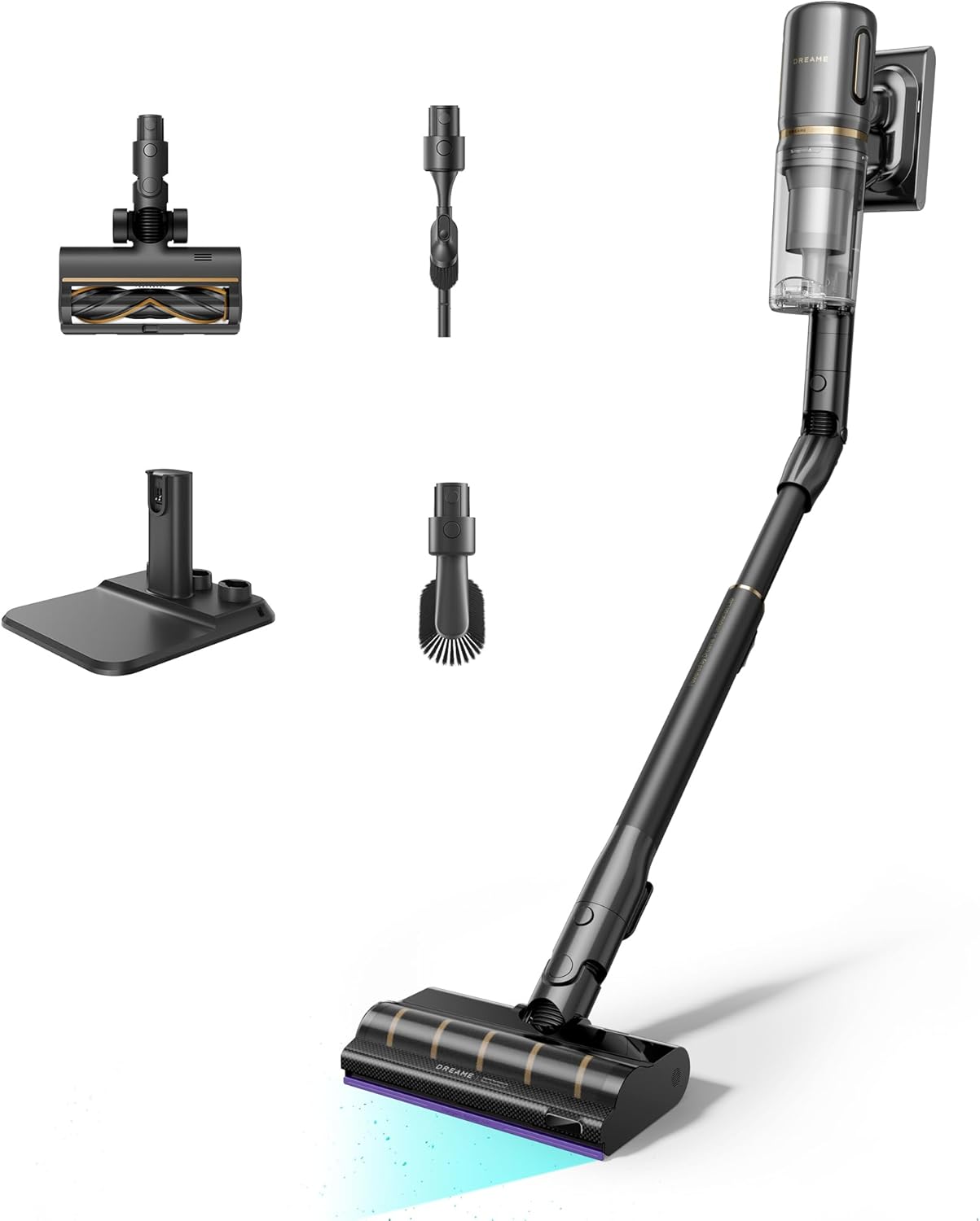 DREAME V20 Pro-A Aspirapolvere Senza Fili, 0 mm dai Bordi, Anti-groviglio, Pulizia Pavimenti duri e Tappeti e Moquette, Aspirazione 24,000PA 210 AW, Autonomia Massima 90 min, Filtrazione 99,99 percento-Comfyia