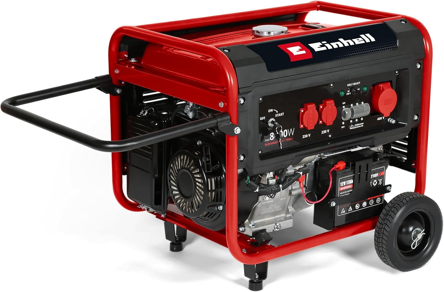 Einhell Generatore di corrente benzina TC-PG 8000 potenza di picco 8.000W, potenza continua max. 7000 W, serbatoio 25 l, motore 4 tempi, 2 prese 230 V, 1 presa 400 V, sicurezza mancanza di olio-Comfyia